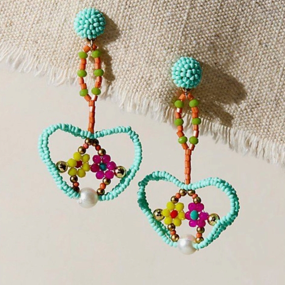Free People Jewelry - Free People Rita Beaded Dangle Earrings in Blue